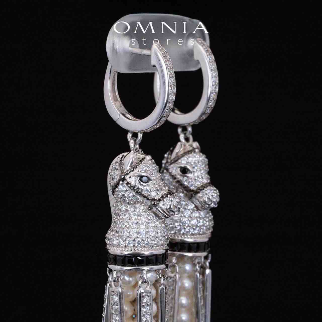 Omnia Vania Multi Color Horse Design Long Chain Necklace & Drop Earrings Set in 925 Silver With High Quality Simulated Diamonds - Image 6