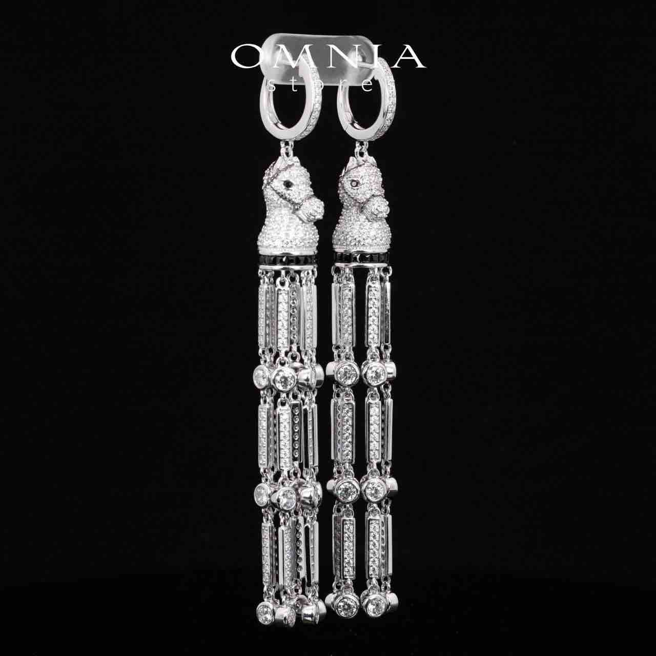 Omnia Vania White Horse Design Long Chain Necklace & Drop Earrings Set in 925 Silver With High Quality Simulated Diamonds - Image 7