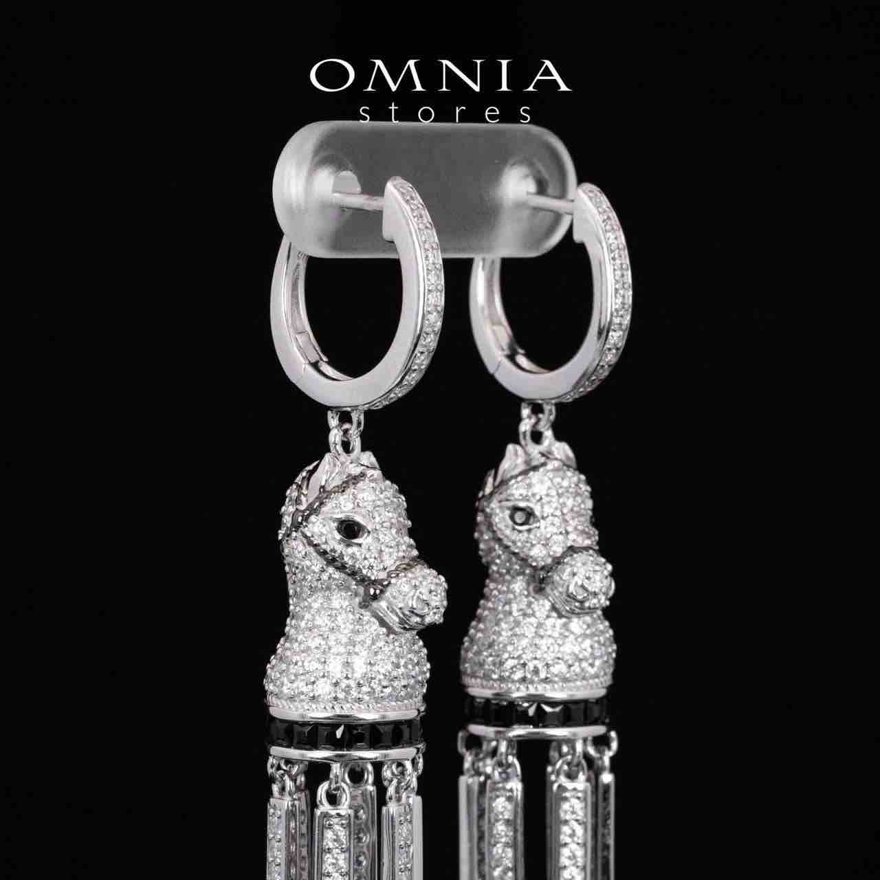 Omnia Vania White Horse Design Long Chain Necklace & Drop Earrings Set in 925 Silver With High Quality Simulated Diamonds - Image 6
