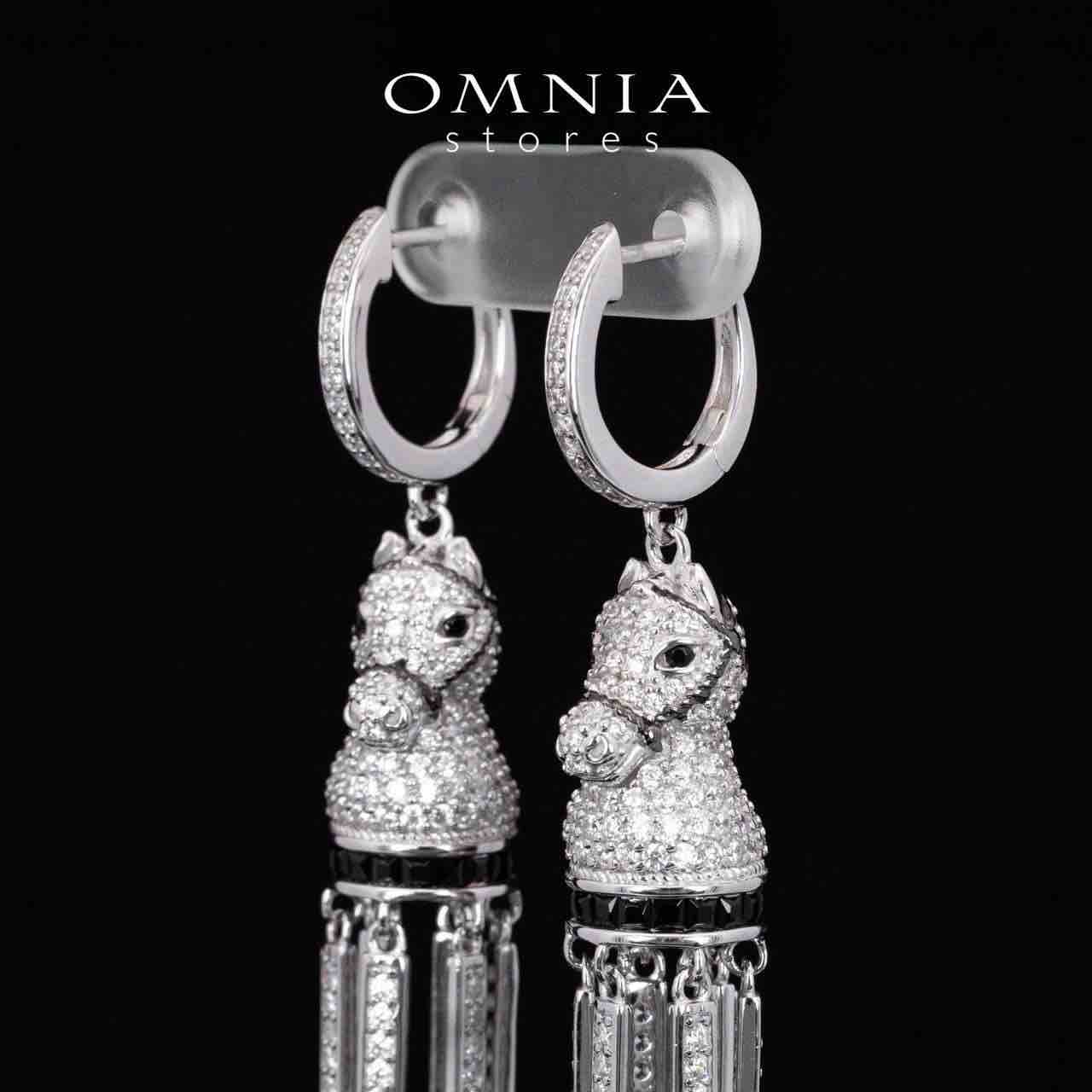Omnia Vania White Horse Design Long Chain Necklace & Drop Earrings Set in 925 Silver With High Quality Simulated Diamonds - Image 5