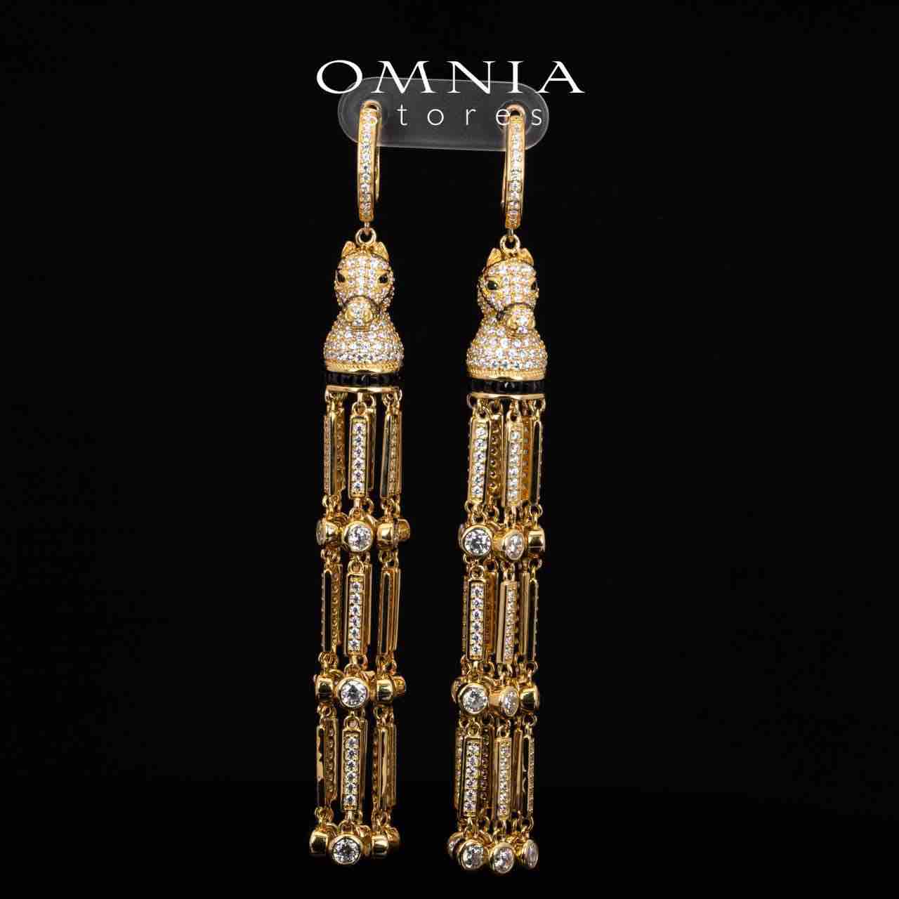 Omnia Vania Golden Horse Design Long Chain Necklace & Drop Earrings Set in 925 Silver With High Quality Simulated Diamonds - Image 4