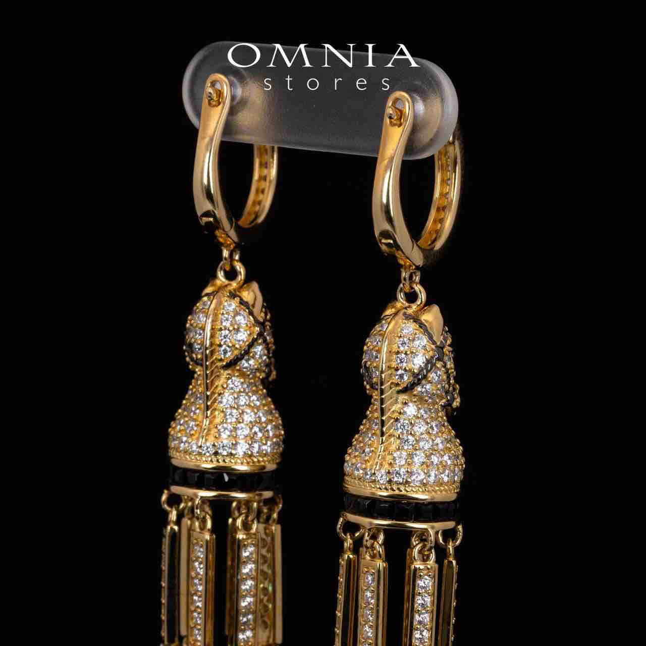 Omnia Vania Golden Horse Design Long Chain Necklace & Drop Earrings Set in 925 Silver With High Quality Simulated Diamonds - Image 8