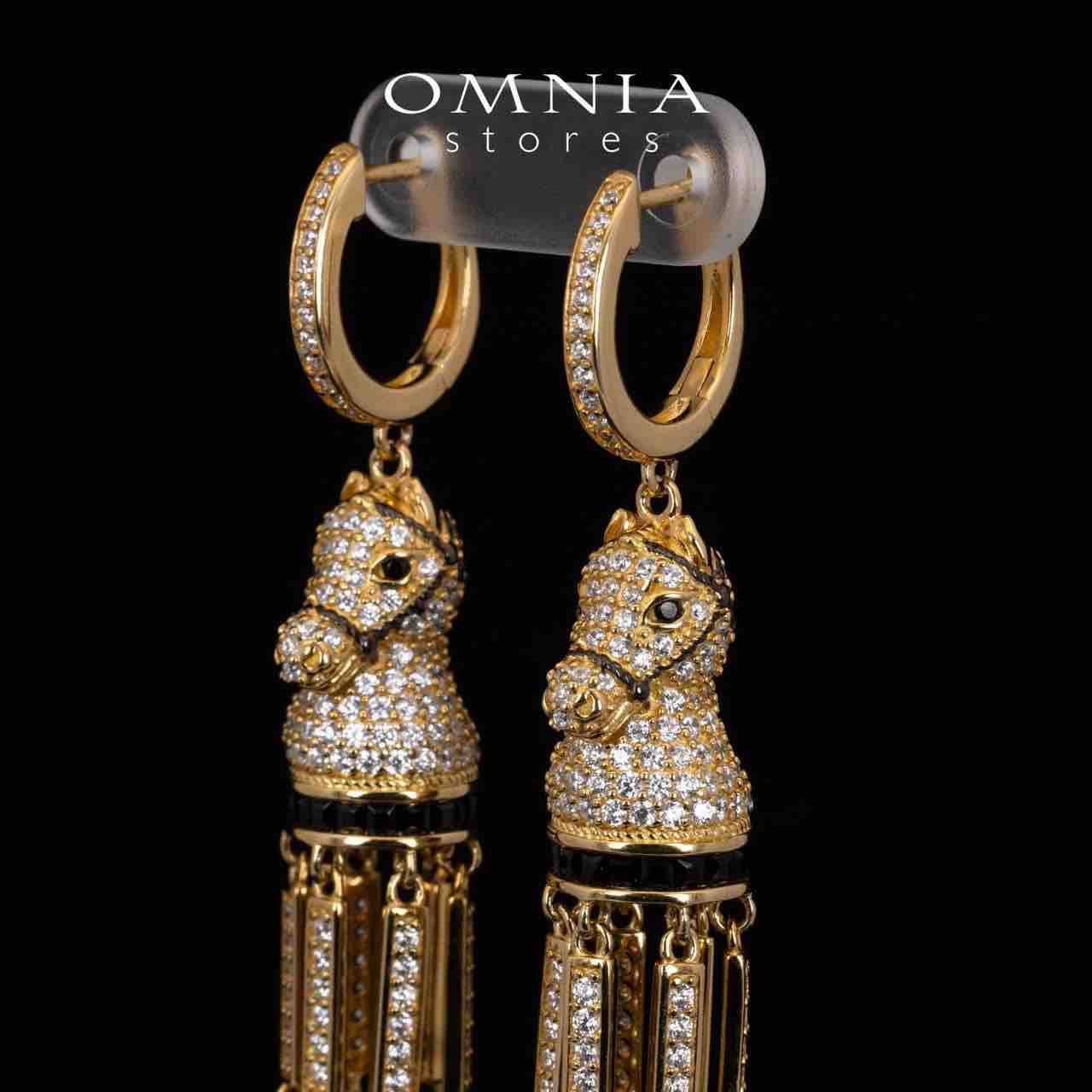 Omnia Vania Golden Horse Design Long Chain Necklace & Drop Earrings Set in 925 Silver With High Quality Simulated Diamonds - Image 7