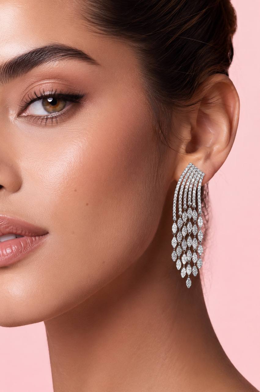 Lexie White Drop Earrings in 925 Silver With High Quality Simulated Diamonds - Image 3