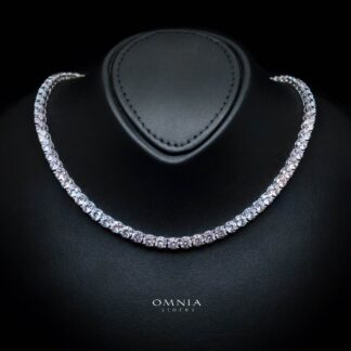 Sanira 5.0mm White Simulated Diamonds Tennis Necklace in 925 Silver