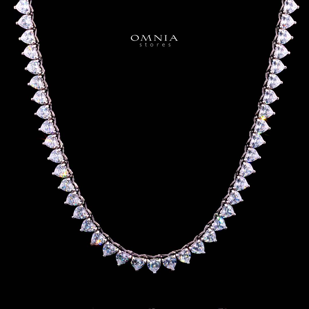 Agna Heart 4.0mm White Simulated Diamonds Tennis Necklace in 925 Silver - Image 2