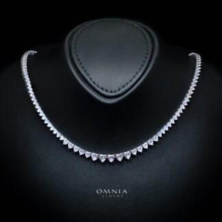 Teesha Heart 11.0mm White Simulated Diamonds Tennis Necklace in 925 Silver