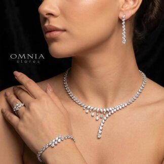 Ailyn White Choker Bridal Full Set in 925 Silver High Quality Simulated Diamonds