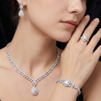 Cara White Bridal Full Set in 925 Silver High Quality Simulated Diamonds