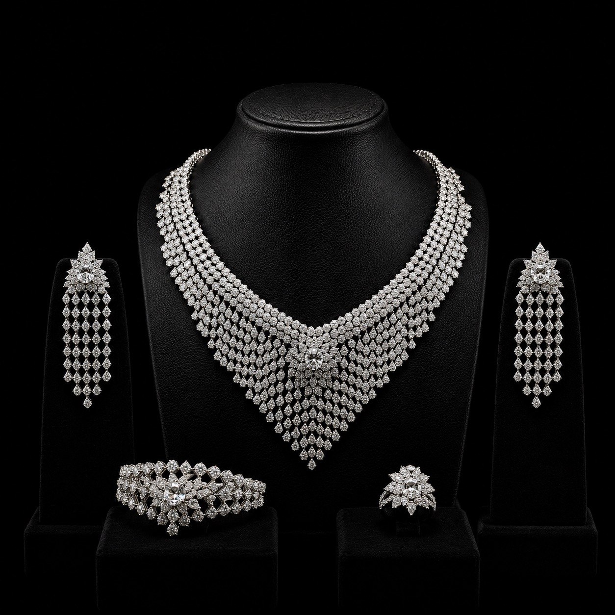 Scarlet White Bridal Full Set in 925 Silver High Quality Simulated Diamonds