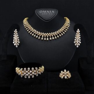 Amani Gold Luxury Bridal Full Set in High Quality Zircon Stone Rhodium Plated