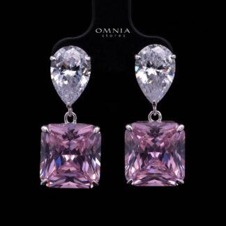 Bettina Pink Drop Earrings in 925 Silver with High-Quality Simulated Diamonds