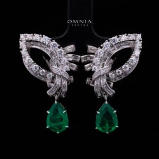 Mary Winged Green Drop Earrings: High-Quality Premium Cubic Zirconia in 925 Silver