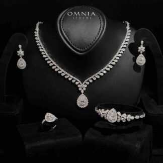 Cara White Bridal Full Set in 925 Silver High Quality Simulated Diamonds
