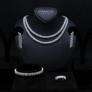 Ezarah White Luxury Bridal Full Set in High Quality Rhodium Plated Zircon Stones