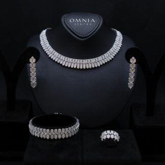 Hasri White Luxury Bridal Full Set in High Quality Rhodium Plated Zircon Stones