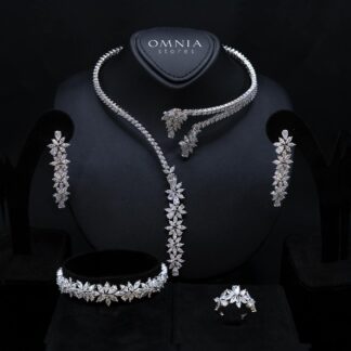 Izana White Luxury Bridal Full Set in High Quality Rhodium Plated Zircon Stones