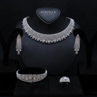Fahma White Luxury Bridal Full Set in High Quality Rhodium Plated Zircon Stones