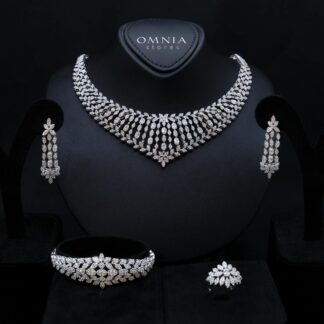 Emeny White Luxury Bridal Full Set in High Quality Rhodium Plated Zircon Stones