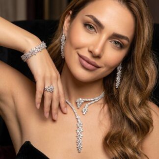 Izana White Luxury Bridal Full Set in High Quality Rhodium Plated Zircon Stones