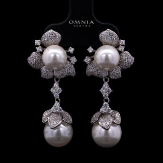 Ziyu Pearl Clip-On Earrings in 925 Sterling Silver with Premium Cubic Zirconia