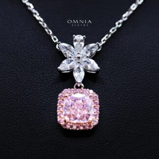 Daleyza Pink Necklace in 925 Sterling Silver with High-Quality Simulated Diamond Stone