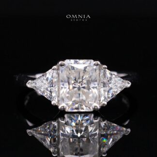 Latimah White Moissanite Ring with GRA Certificate Radiant 6x8mm (2ct) Cubic Zircon 925 Sterling Silver