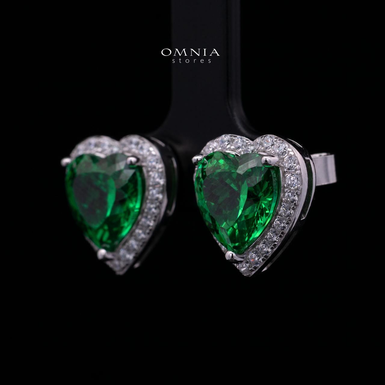 Samiha Green Heart Earrings In 925 Silver High Quality Simulated Diamonds - Image 2
