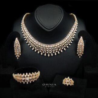 Ahlina Gold Bridal Full Set in High Quality Zircon Stone Rhodium Plated