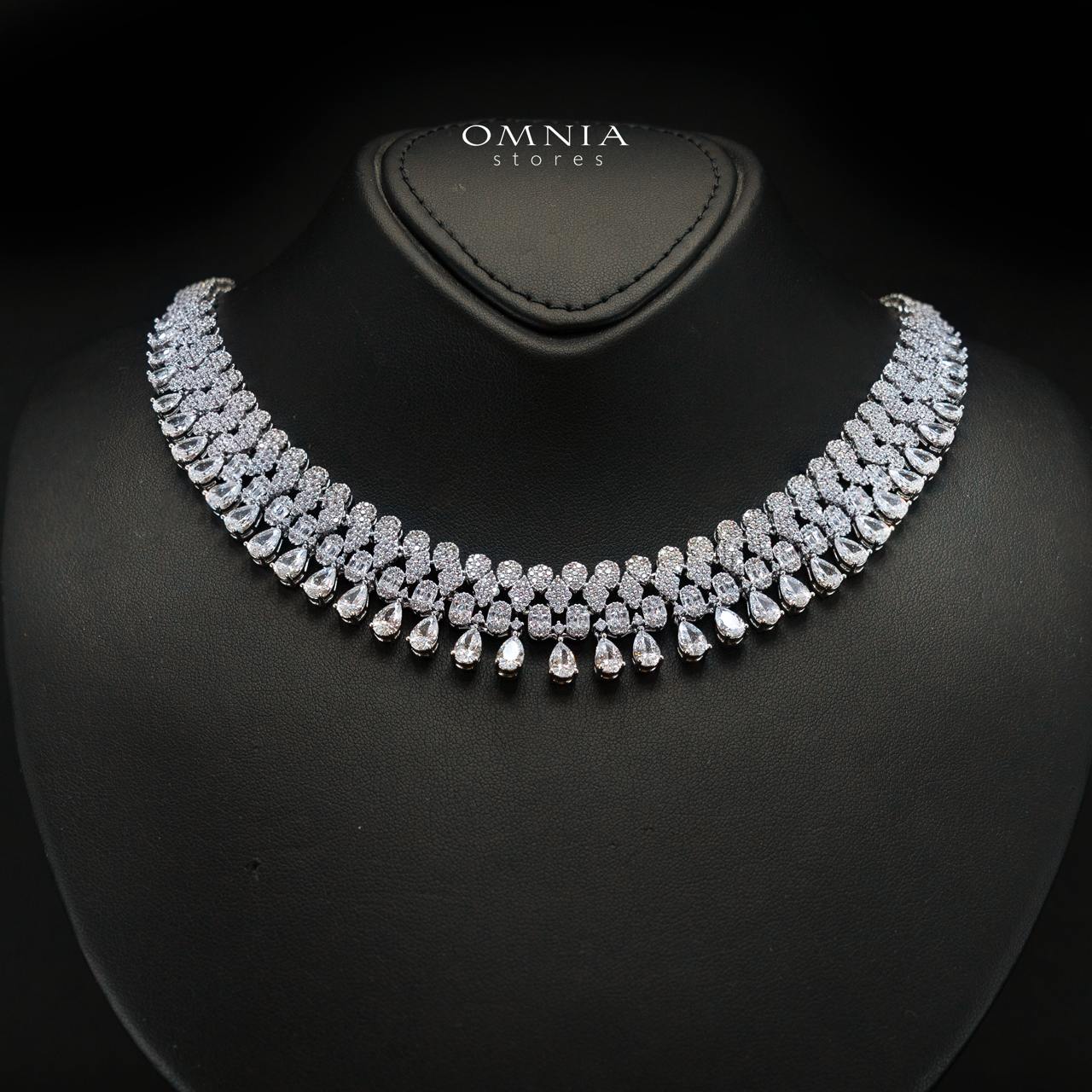 Jazlyn White Bridal Full Set in Rhodium-Plated Finish with Premium Zircon Stones - Image 2