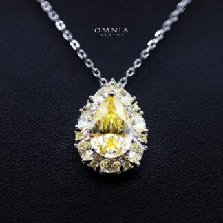 Sireesha Elegant Yellow Cluster Pendant Necklace in 925 Sterling Silver with Premium Simulated Diamond