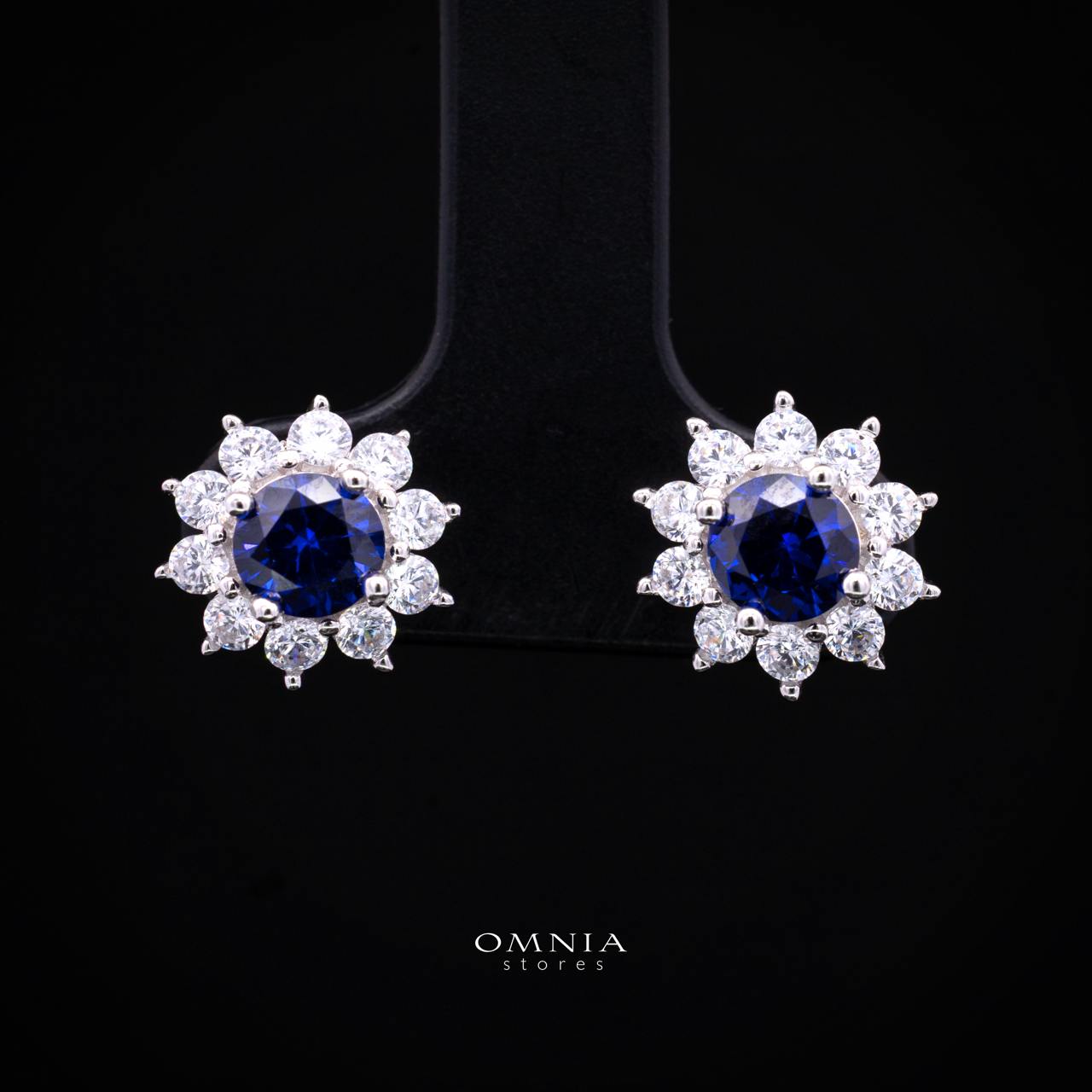 Henrietta Lab-Grown Blue Sapphire Earring with GRC Certificate, Round 5mm in 925 Sterling Silver - Image 2
