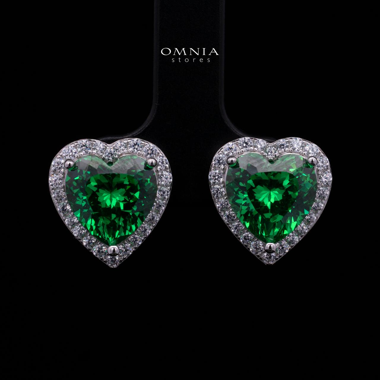 Samiha Green Heart Earrings In 925 Silver High Quality Simulated Diamonds
