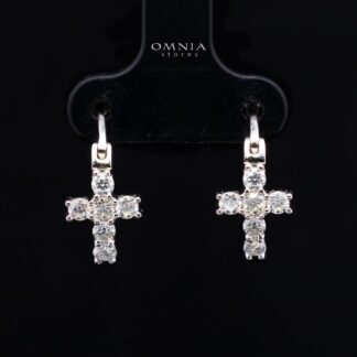 Mireya White Moissanite Cross Hoop Earrings with GRA Certificate – 925 Sterling Silver, 2.5mm Round Stones