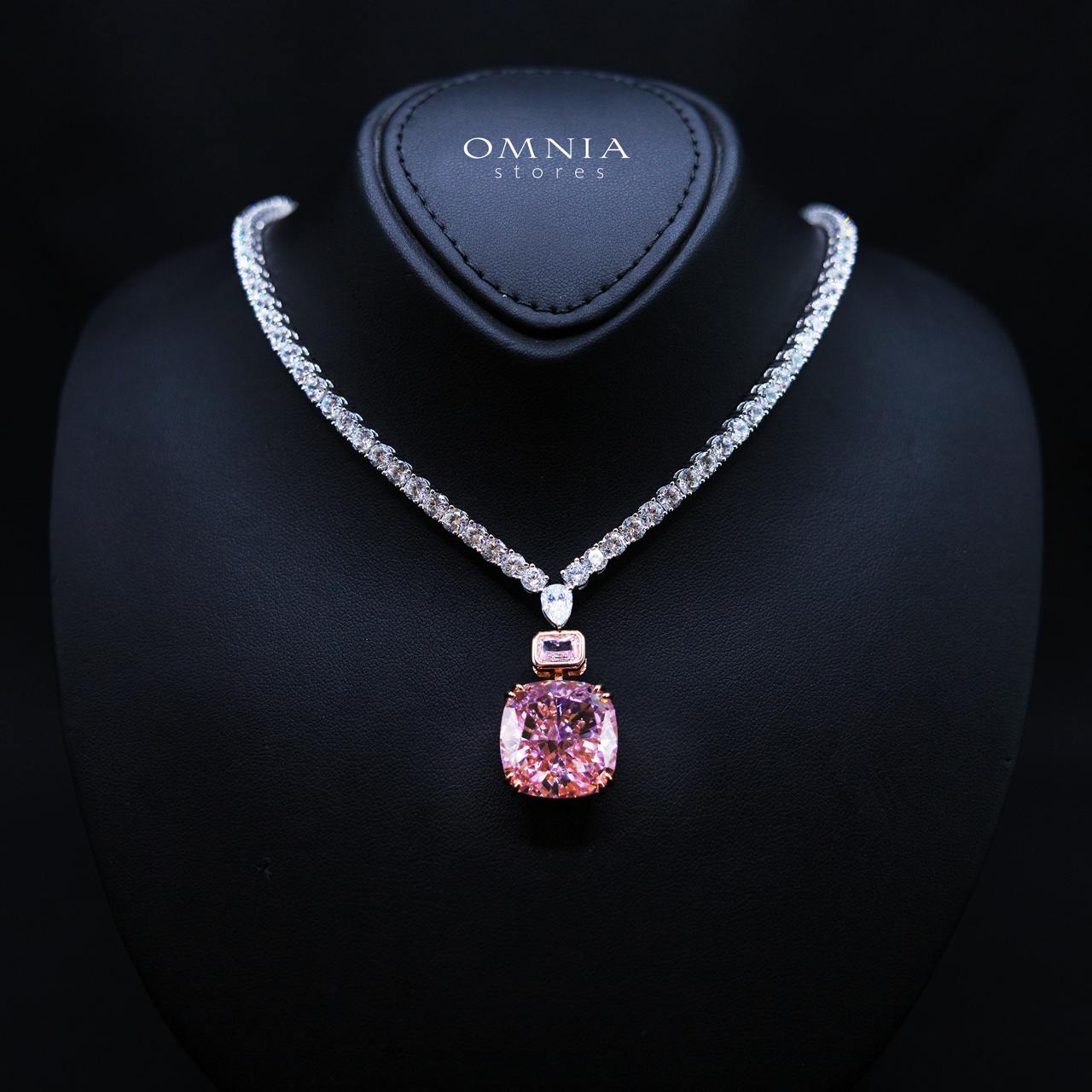 Sakura Pink Pendant Necklace in 925 Sterling Silver with Premium Simulated Diamond Stone - Image 3