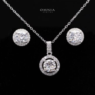 Tierna White Moissanite Necklace and Earrings Set with GRA Certificate in 925 Sterling Silver