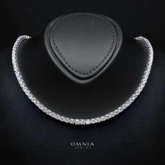 Mayada Moissanite with GRA Certificate - 4mm Round Cut, Rhodium-Plated 925 Sterling Silver Tennis Necklace