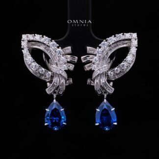 Mary Winged Blue Drop Earrings: High-Quality Premium Simulated Diamond in 925 Silver