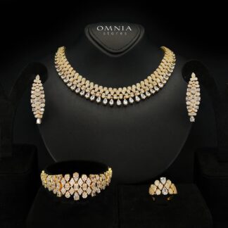 Alexa Gold Luxury Bridal Full Set in Premium High-Quality Zircon Stone with Rhodium-Plated