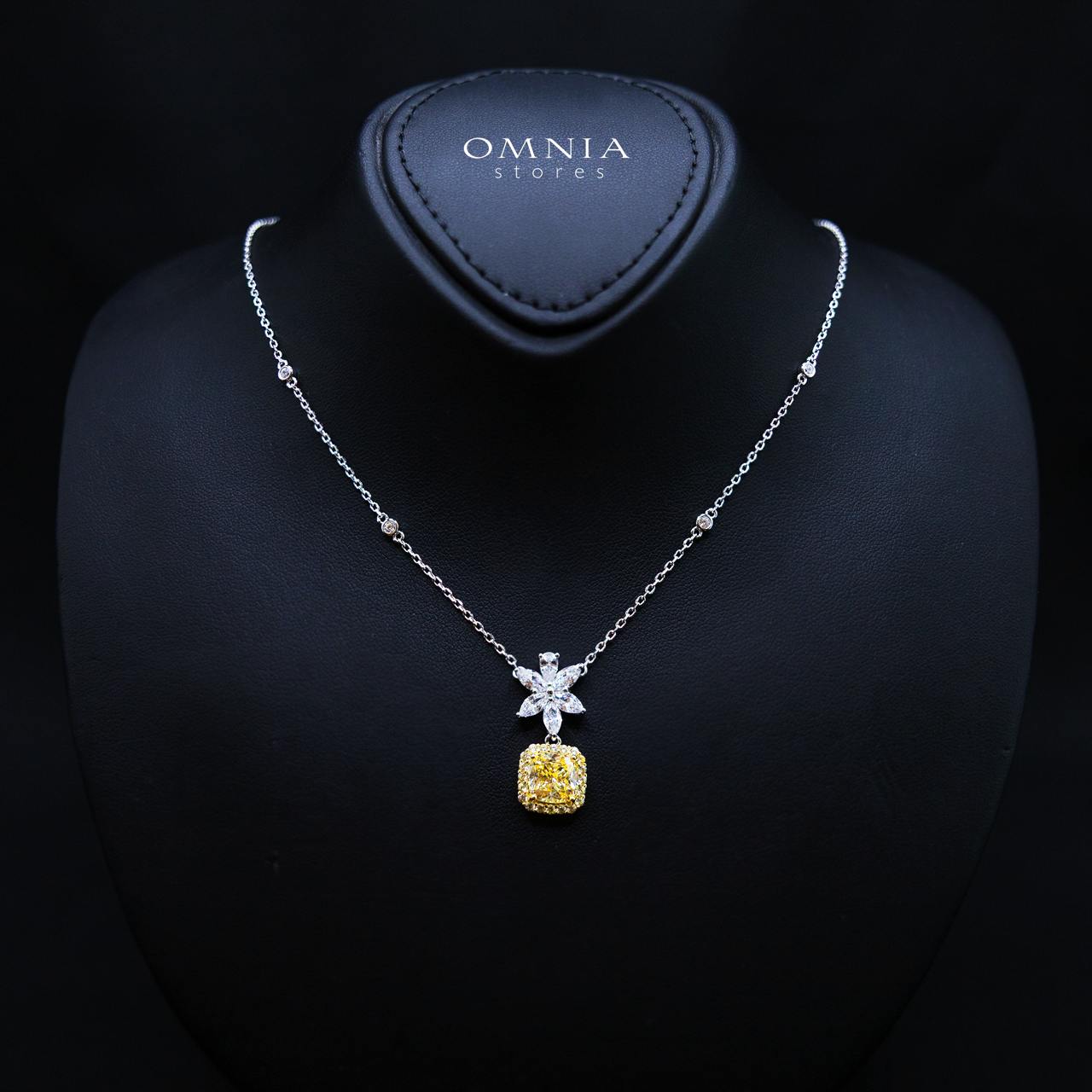 Daleyza Yellow Necklace in 925 Sterling Silver with High-Quality Simulated Diamond Stone - Image 2