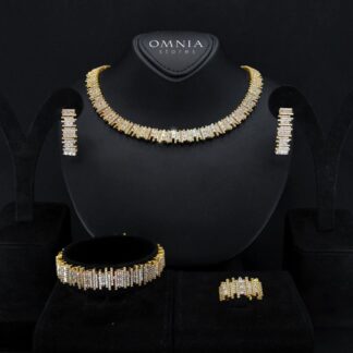 Eshaal Gold Bridal Full Set in High Quality Premium Zircon Stone in Rhodium Plated