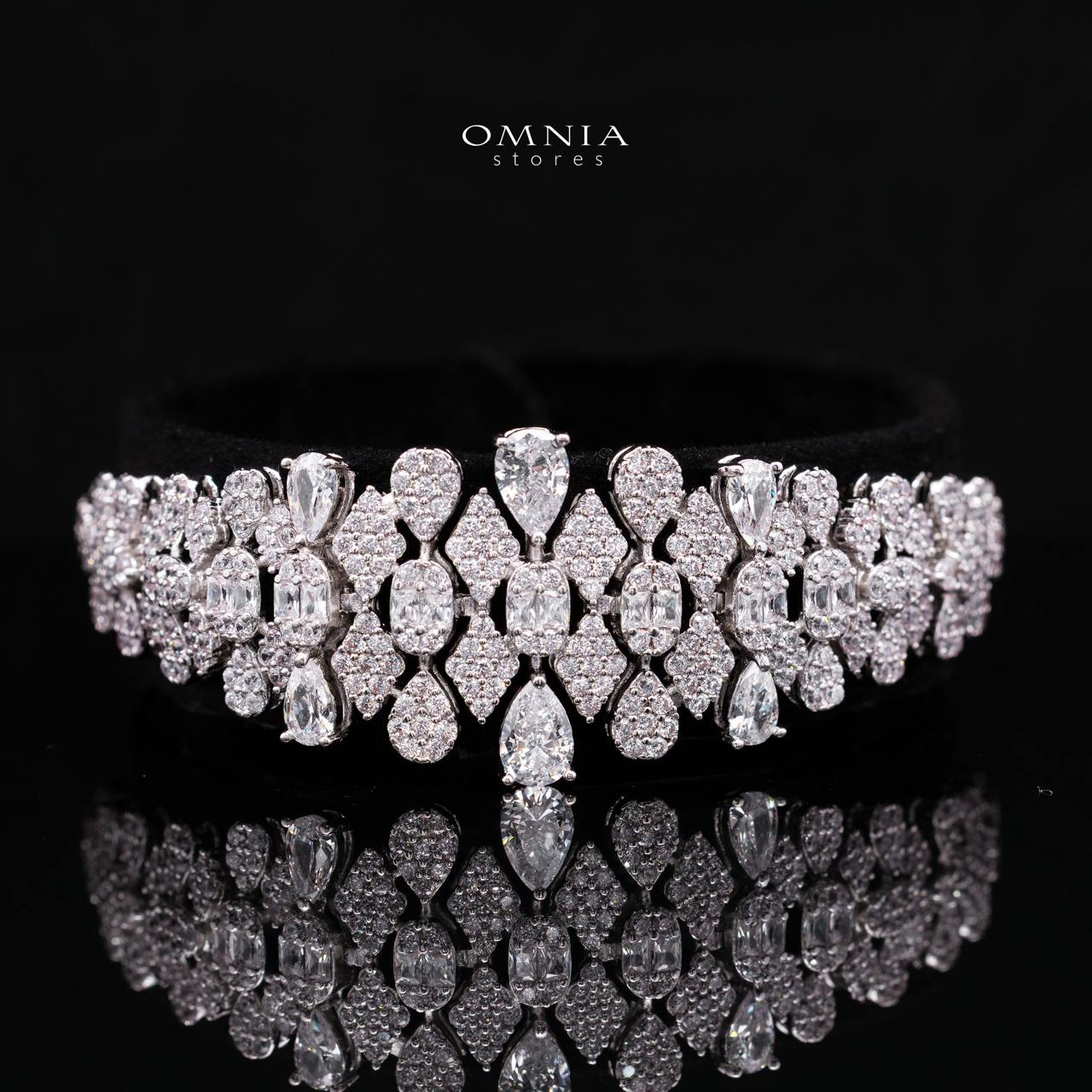 Jazlyn White Bridal Full Set in Rhodium-Plated Finish with Premium Zircon Stones - Image 3