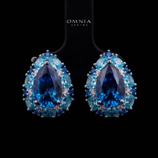 Sireesha Elegant Blue Cluster Clip-On Earrings in 925 Sterling Silver with Premium Cubic Zirconia