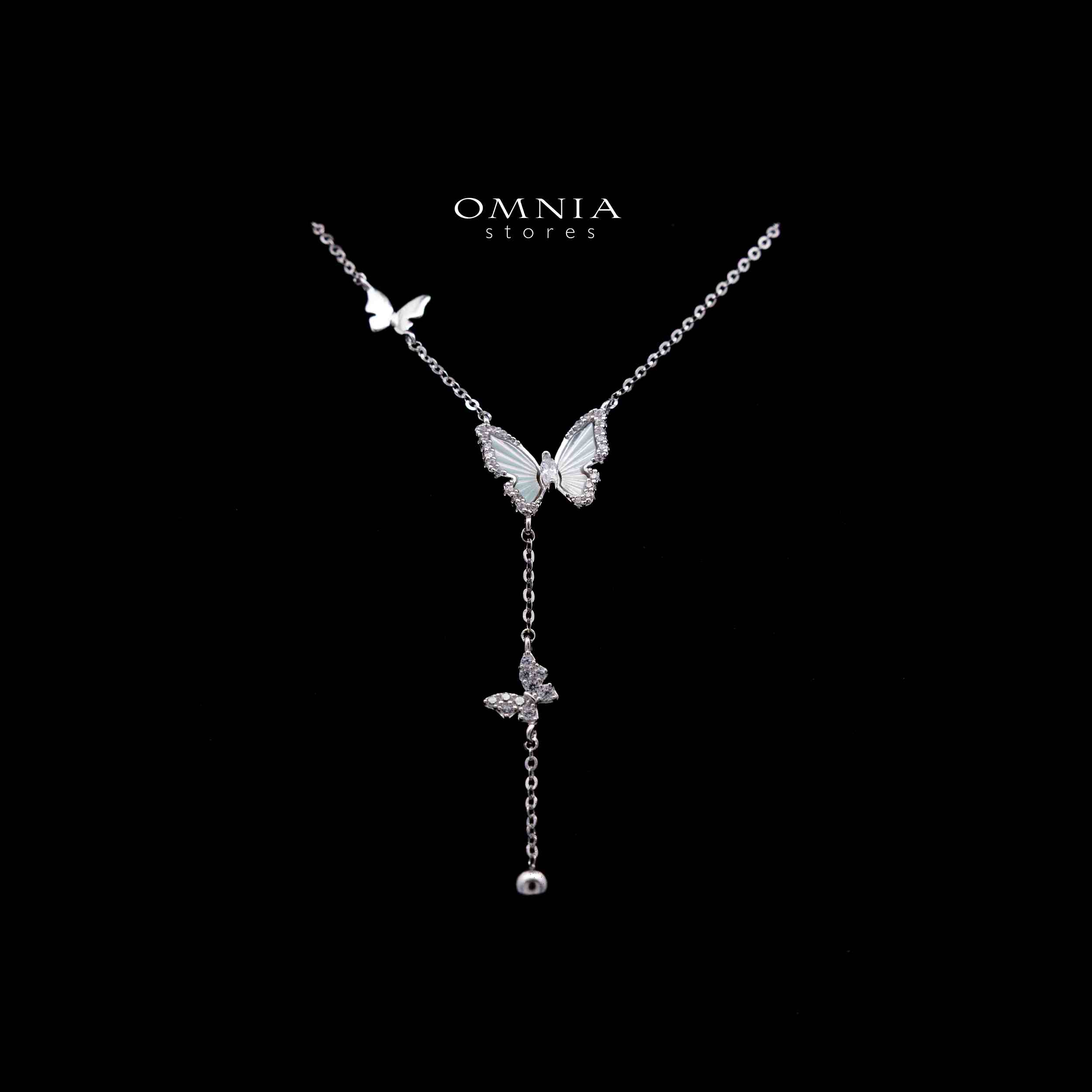 Maeve White Butterfly Silver Necklace and Earrings Set in 925 Silver with High-Quality Premium Cubic Zircon Stones - Image 2