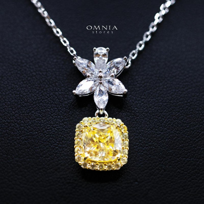 Daleyza Yellow Necklace in 925 Sterling Silver with High-Quality Simulated Diamond Stone