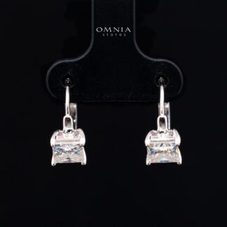 Luciana White Moissanite Earrings with GRA Certificate, Square 5.5mm, in 925 Sterling Silver