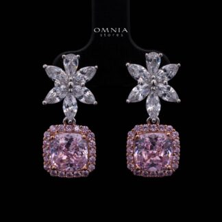Daleyza Pink 925 Sterling Silver Earrings with High-Quality Premium Cubic Zirconia