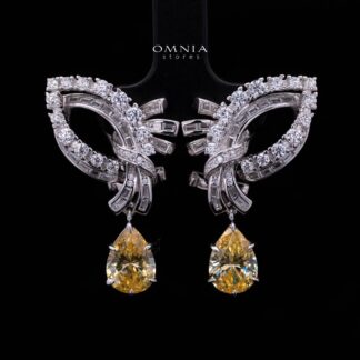 Mary Winged Yellow Drop Earrings: High-Quality Premium Cubic Zirconia in 925 Silver