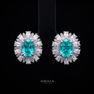 Kaitlynn Lab-Grown Paraiba Earrings with GRC Certificate, Oval 7×9mm, in 925 Sterling Silver