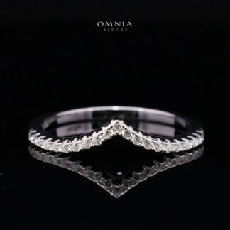 Zafirah White Moissanite V-Shape Chevron Pavé Band Ring – Rhodium-Plated 925 Sterling Silver